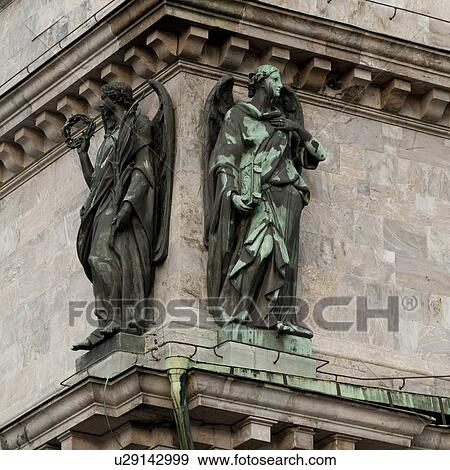 Stock Photo - Low angle view of statues on the wall Saint Isaac's Cathedral, St. Petersburg, Russia. Fotosearch