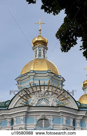 Low angle view of the Naval Cathedral of St. Nicholas, St. Petersburg, Russia View Large Photo Image Stock Photo - Low angle view of the Naval Cathedral of St. Nicholas, St. Petersburg, Russia. Fotosearch