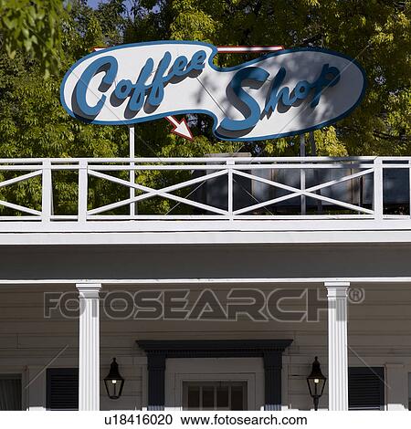 Low angle view of the signboard of a coffee shop, Utah, USA View Large Photo Image Stock Image - Low angle view of the signboard of a coffee shop, Utah, USA. Fotosearch