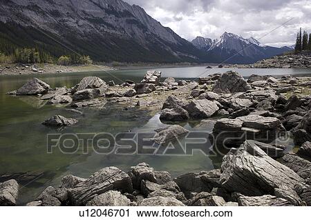 Stock Image - Medicine Lake, Jasper National Park, Alberta, Canada. Fotosearch