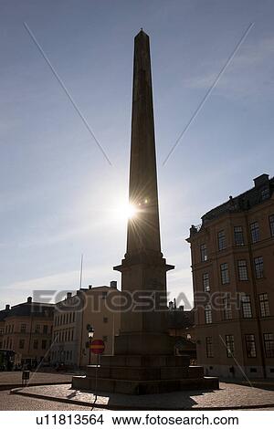 Obelisk at Town Square, Gamla Stan, Stockholm, Sweden View Large Photo Image Picture - Obelisk at Town Square, Gamla Stan, Stockholm, Sweden. Fotosearch