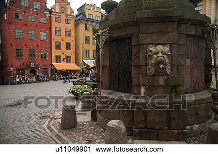 Old well at public square, Stortorget, Gamla Stan, Stockholm, Sweden View Large Photo Image Stock Image - Old well at public square, Stortorget, Gamla Stan, Stockholm, Sweden. Fotosearch