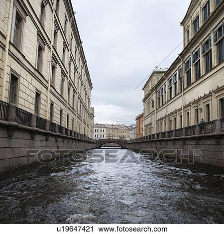 Stock Image - Palace at a canal, Winter Canal, Winter Palace, State Hermitage Museum, Palace Square, St. Petersburg, Russia. Fotosearch