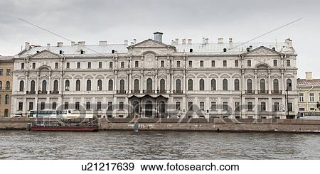 Stock Photo - Palace at the riverfront, Neva River, St. Petersburg, Russia. Fotosearch