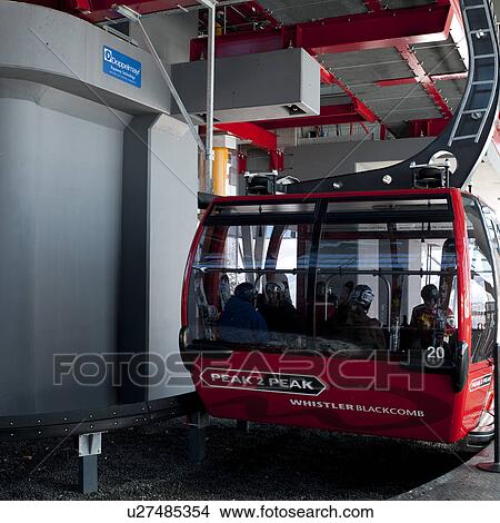 Picture - Peak 2 Peak Gondola at a terminal, Whistler, British Columbia, Canada. Fotosearch