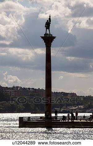 Stock Photo - People at a monument, Stockholm, Sweden. Fotosearch
