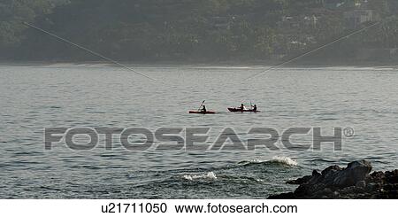 Stock Image - People boating in the sea, Sayulita, Nayarit, Mexico. Fotosearch