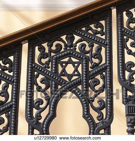 Stock Image - Railing of a synagogue, Grand Choral Synagogue, St. Petersburg, Russia. Fotosearch