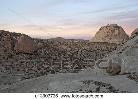 Stock Photograph - Rock formations in a desert, Amangiri, Canyon Point, Hoodoo Trail, Utah, USA. Fotosearch