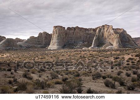 Stock Photograph - Rock formations in a desert, Amangiri, Canyon Point, Hoodoo Trail, Utah, USA. Fotosearch
