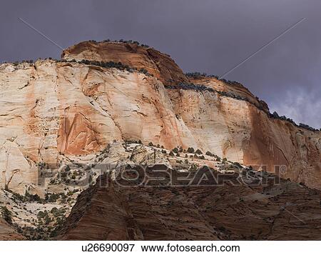 Rock formations in a national park, Zion National Park, Utah, USA View Large Photo Image Stock Photo - Rock formations in a national park, Zion National Park, Utah, USA. Fotosearch