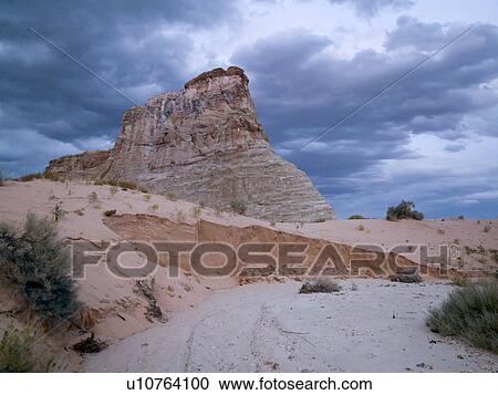 Stock Image - Rock formations on a landscape, Amangiri, Canyon Point, Hoodoo Trail, Utah, USA. Fotosearch