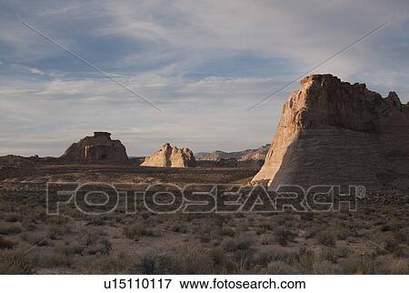Stock Photo - Rock formations on a landscape, Amangiri, Canyon Point, Utah, USA. Fotosearch