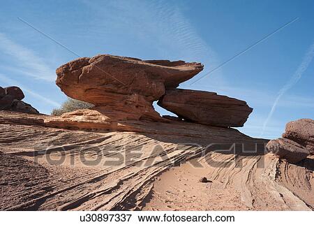 Stock Photo - Rock formations on a landscape, Horseshoe Bend, Page, Arizona, USA. Fotosearch