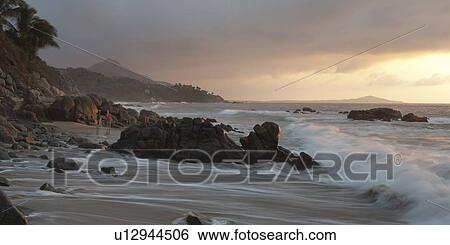Stock Photograph - Rock formations on the coast, Sayulita, Nayarit, Mexico. Fotosearch