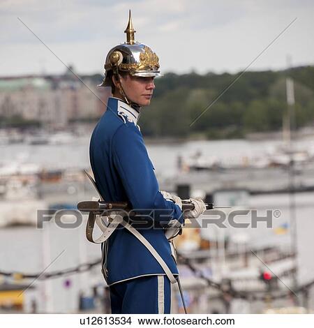 Picture - Royal guard in the Stockholm Palace, Gamla Stan, Stockholm, Sweden. Fotosearch