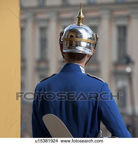 Picture - Royal guard in the Stockholm Palace, Gamla Stan, Stockholm, Sweden. Fotosearch