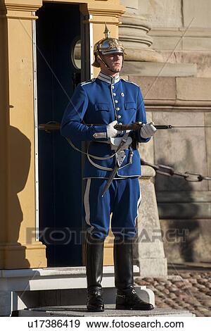 Stock Photo - Royal guard in the Stockholm Palace, Gamla Stan, Stockholm, Sweden. Fotosearch