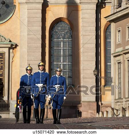 Stock Image - Royal guards in the Stockholm Palace, Gamla Stan, Stockholm, Sweden. Fotosearch