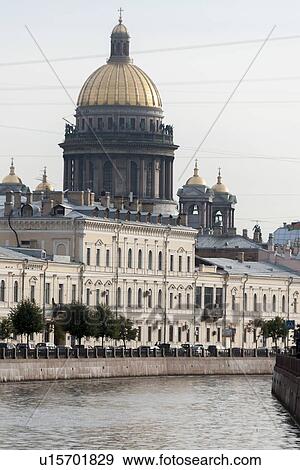 Stock Photo - Saint Isaac's Cathedral, St. Isaac's Square, Moyka River, St. Petersburg, Russia. Fotosearch