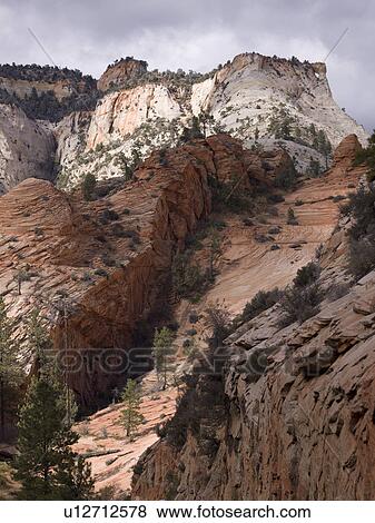 Stock Photo - Sandstone cliffs, Zion National Park, Utah, USA. Fotosearch