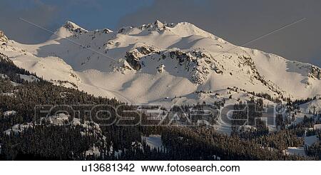 Stock Image - Snow covered mountains, Whistler, British Columbia, Canada. Fotosearch