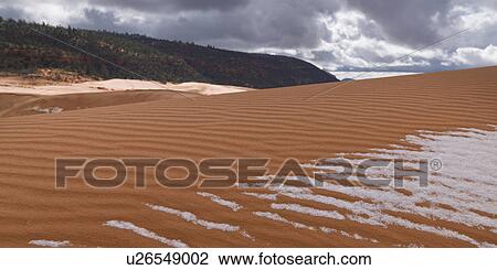 Snow in desert, Coral Pink Sand Dunes State Park, Utah, USA View Large Photo Image Stock Image - Snow in desert, Coral Pink Sand Dunes State Park, Utah, USA. Fotosearch
