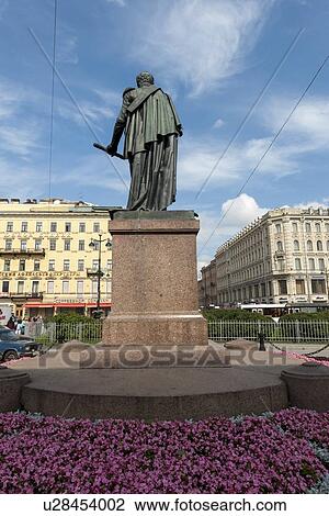 Stock Image - Statue of Barclay de Tolly, Cathedral of Our Lady of Kazan, St. Petersburg, Russia. Fotosearch