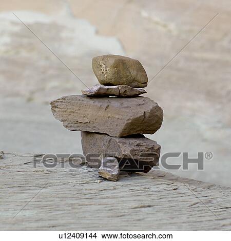 Picture - Stones arranged in stack, Utah, USA. Fotosearch