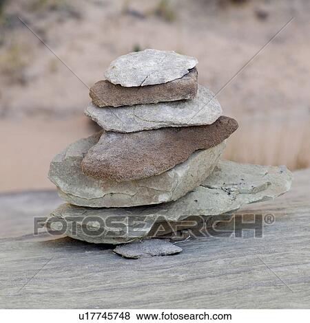 Stock Photo - Stones arranged in stack, Utah, USA. Fotosearch