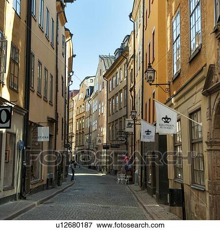 Stores in a street, Gamla Stan, Stockholm, Sweden View Large Photo Image Stock Photo - Stores in a street, Gamla Stan, Stockholm, Sweden. Fotosearch