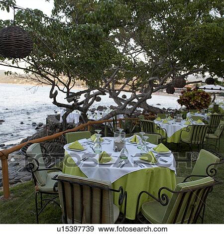 Stock Photo - Table setting at a restaurant, Sayulita, Nayarit, Mexico. Fotosearch