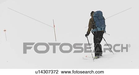 Stock Image - Tourist skiing, Whistler Mountain, Whistler, British Columbia, Canada. Fotosearch