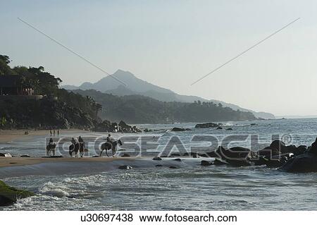 Tourists riding horses on the beach, Sayulita, Nayarit, Mexico View Large Photo Image Stock Photo - Tourists riding horses on the beach, Sayulita, Nayarit, Mexico. Fotosearch
