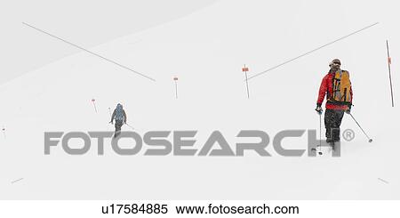 Stock Photography - Tourists skiing, Whistler Mountain, Whistler, British Columbia, Canada. Fotosearch