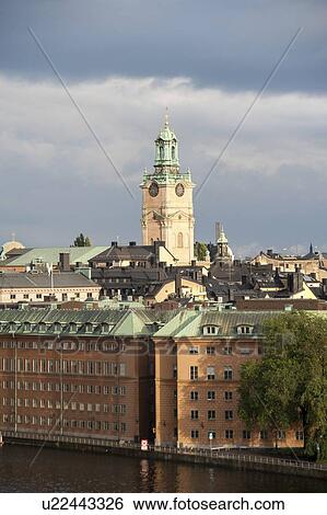 Stock Photograph - Tower of a church, Stockholm, Sweden. Fotosearch