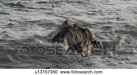 Stock Image - Waves breaking on rocks, Sayulita, Nayarit, Mexico. Fotosearch