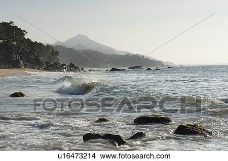 Picture - Waves on the beach, Sayulita, Nayarit, Mexico. Fotosearch