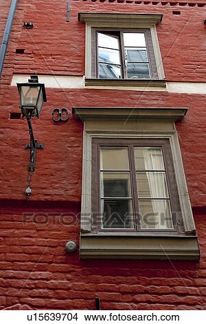 Picture - Windows of a building, Gamla Stan, Stockholm, Sweden. Fotosearch