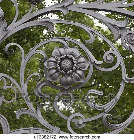 Stock Image - Wrought iron gate of Church of the Saviour on Spilled Blood, St. Petersburg, Russia. Fotosearch