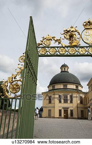 Picture - Wrought iron gate of Drottningholm Palace, Drottningholm, Stockholm, Sweden. Fotosearch