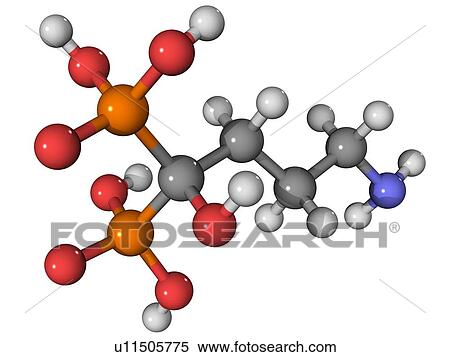 Alendronate, molecular model. This osteoporosis drug is marketed as Fosamax. Atoms are represented as spheres and are colour-coded: carbon (grey), hydrogen (white), oxygen (red), nitrogen (blue) and phosphorus (orange). View Large Photo Image Stock Photography - Alendronate, molecular model. This osteoporosis drug is marketed as Fosamax. Atoms are represented as spheres and are colour-coded: carbon (grey), hydrogen (white), oxygen (red), nitrogen (blue) and phosphorus (orange).. Fotosearch