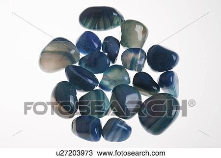 Stock Image - Assortment of blue agate Gemstones. Fotosearch