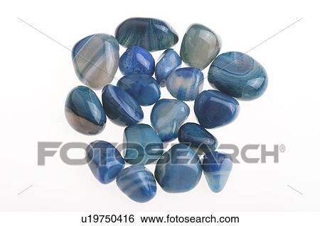 Stock Photograph - Assortment of blue agate Gemstones. Fotosearch