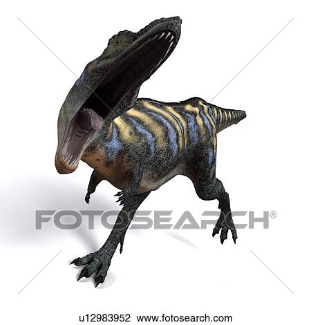 Stock Image - Aucasaurus dinosaur. Computer artwork of an Aucasaurus, a medium sized dinosaur from Argentina that existed during the late Cretaceous, around 100 to 65 million years ago.. Fotosearch