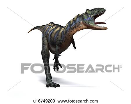 Stock Photo - Aucasaurus dinosaur. Computer artwork of an Aucasaurus, a medium sized dinosaur from Argentina that existed during the late Cretaceous, around 100 to 65 million years ago.. Fotosearch