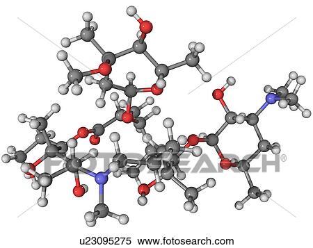 Azithromycin, molecular model. This antibiotic drug is marketed as Zithromax and Sumamed. Atoms are represented as spheres and are colour-coded: carbon (grey), hydrogen (white), oxygen (red) and nitrogen (blue). View Large Photo Image Stock Photography - Azithromycin, molecular model. This antibiotic drug is marketed as Zithromax and Sumamed. Atoms are represented as spheres and are colour-coded: carbon (grey), hydrogen (white), oxygen (red) and nitrogen (blue).. Fotosearch