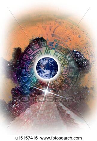 Aztec Sun Stone, computer artwork. This carved stone is also known as the Aztec Calendar Stone. View Large Photo Image Stock Photograph - Aztec Sun Stone, computer artwork. This carved stone is also known as the Aztec Calendar Stone.. Fotosearch