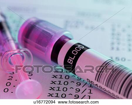 Picture - Blood sample and syringe.. Fotosearch