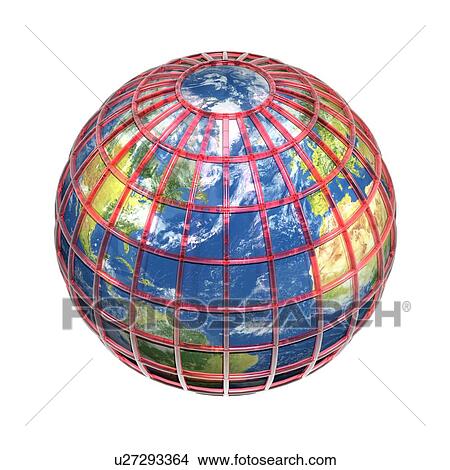 Picture - Caged Earth, conceptual computer artwork.. Fotosearch